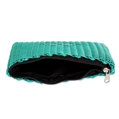 Alternate image for Recycled Central American Turquoise Cosmetic Bag Textured Turquoise