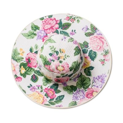 Alternate image for Floral Cotton Sun Hat with Ivory Piping and 4-Inch Brim Floral World
