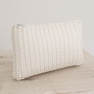 Alternate image for Handwoven Recycled Cord Cosmetic Bag in Snow White Eco Weave in Snow White
