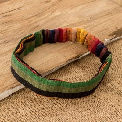 Alternate image for Multicolored Cotton Headband Hand-Woven in Guatemala Rainbow Warmth