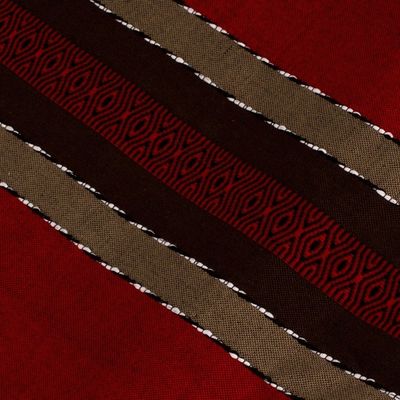 Alternate image for Handwoven Red Cotton Table Runner with Maya Numbers Red Maya Math