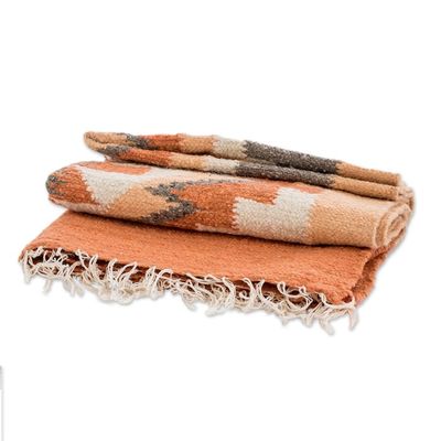 Alternate image for Handloomed Acrylic Geometric Area Rug in Orange 2.5x4.5 Celestial Diamonds