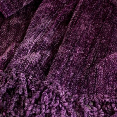 Alternate image for Cotton Blend Twisted Front Fringed Poncho in Purple Hues Purple Charm