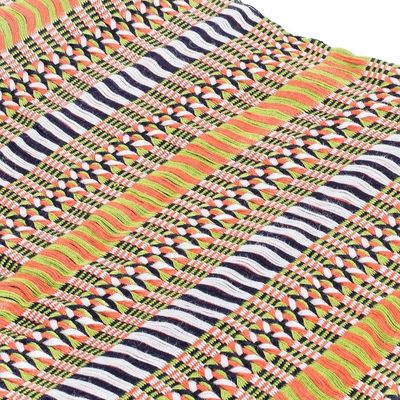 Alternate image for Handloomed Striped Fringed Cotton Poncho Woven in Guatemala Path to Joy