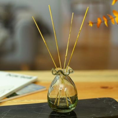 Alternate image for Handblown Wavy Drop-Shaped Recycled Glass Incense Diffuser Wavy Essences