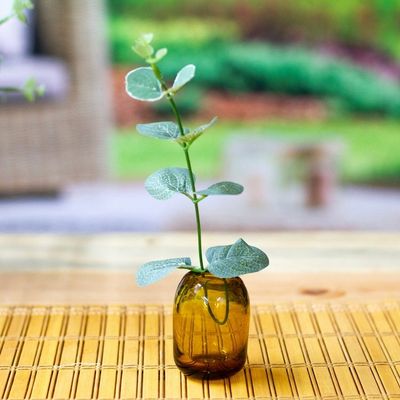 Alternate image for Minimalist Handblown Yellow Recycled Glass Incense Holder Classic Spring