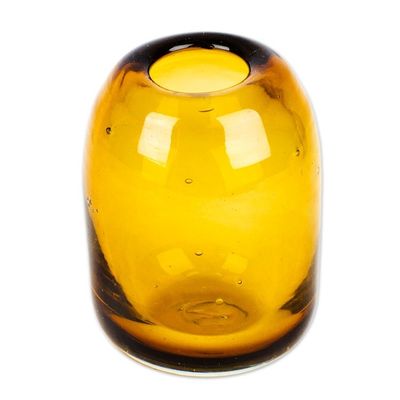 Alternate image for Minimalist Handblown Yellow Recycled Glass Incense Holder Classic Spring