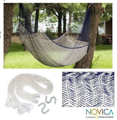 Alternate image for Unique Rope Hammock Single Ocean Waves