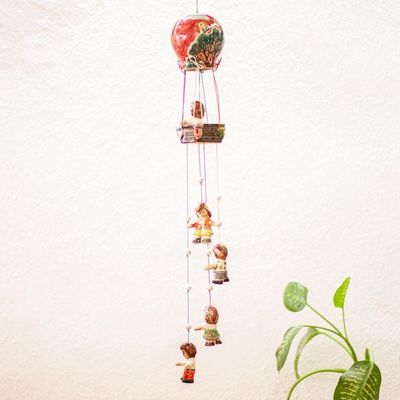 Alternate image for Hand Painted Ceramic Hot Air Balloon Wind Chime Balloon Ride