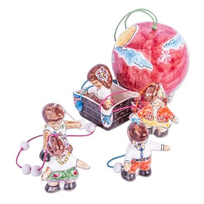 Alternate image for Hand Painted Ceramic Hot Air Balloon Wind Chime Balloon Ride