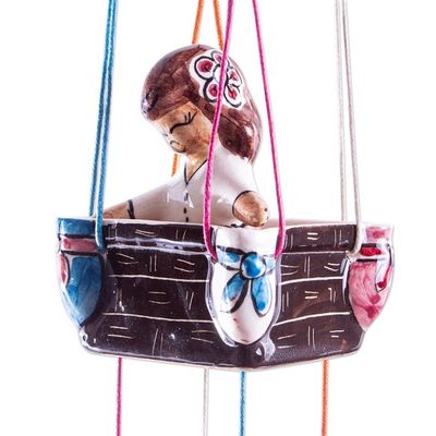 Alternate image for Hand Painted Ceramic Hot Air Balloon Wind Chime Balloon Ride