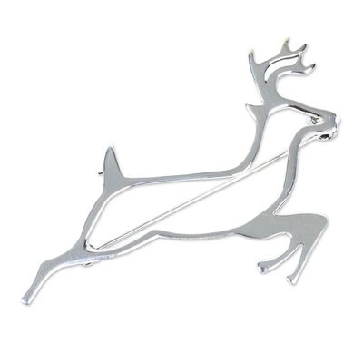 Alternate image for Sterling Silver Brooch Pin Taxco Artisan Jewelry Deer Protector