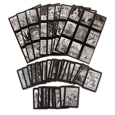 Alternate image for Traditional Ink on Paper Loteria Board Game Set from Mexico Tequila Loteria