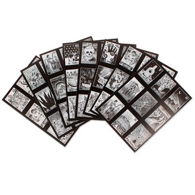 Alternate image for Traditional Ink on Paper Loteria Board Game Set from Mexico Tequila Loteria