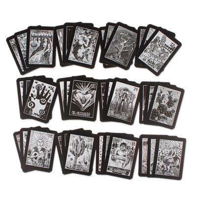 Alternate image for Traditional Ink on Paper Loteria Board Game Set from Mexico Tequila Loteria