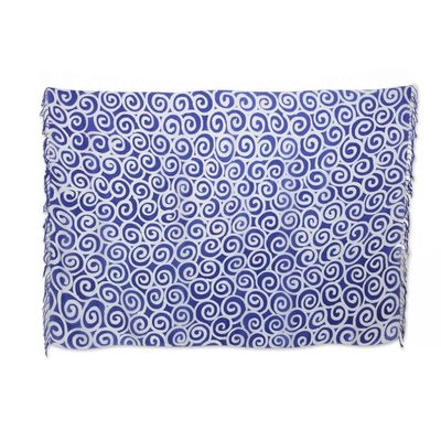 Alternate image for Artisan Crafted Thai Silk Batik Sarong in Blue Blueberry Spiral