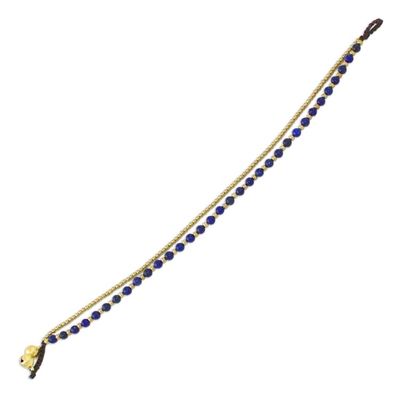 Alternate image for Lapis Lazuli and Brass Beaded Anklet from Thailand Ringing Beauty