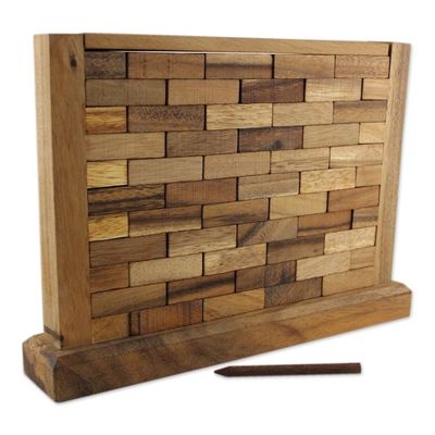 Alternate image for Handmade Multi Player Raintree Wood Game from Thailand Stacking Wall