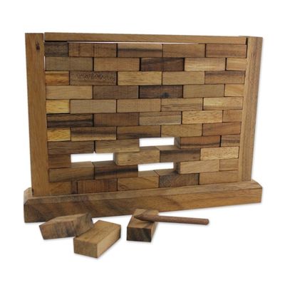 Alternate image for Handmade Multi Player Raintree Wood Game from Thailand Stacking Wall