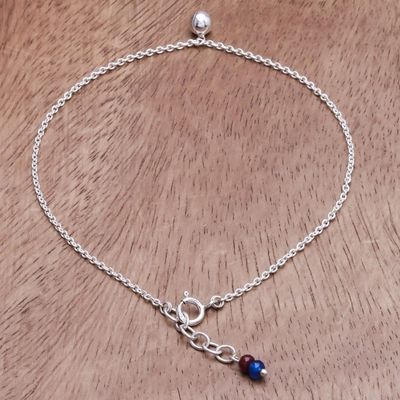 Alternate image for Ringing Bell Sterling Silver and Quartz Anklet from Thailand Nice Ring
