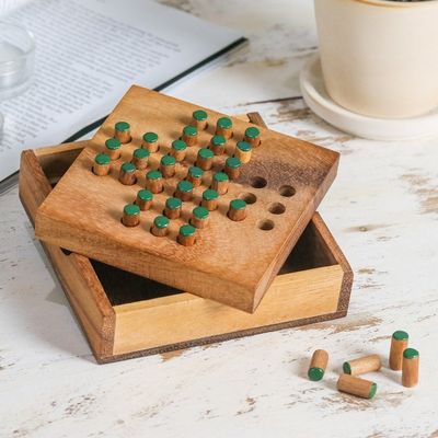 Alternate image for Hand Made Wood Peg Game Teal from Thailand Elimination