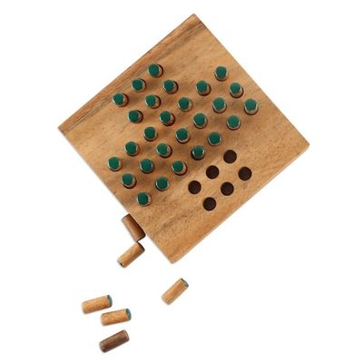 Alternate image for Hand Made Wood Peg Game Teal from Thailand Elimination