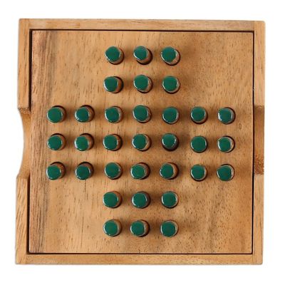 Alternate image for Hand Made Wood Peg Game Teal from Thailand Elimination