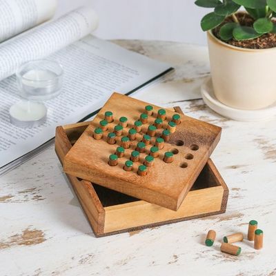 Alternate image for Hand Made Wood Peg Game Teal from Thailand Elimination