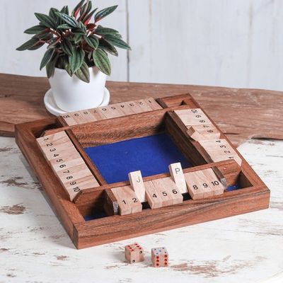 Alternate image for Handcrafted Rain Tree Wood Shut the Box Game from Thailand Shut The Box