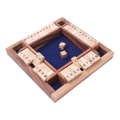 Alternate image for Handcrafted Rain Tree Wood Shut the Box Game from Thailand Shut The Box