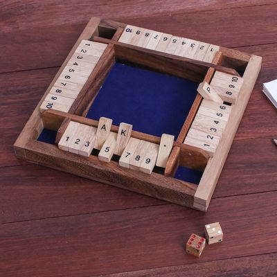 Alternate image for Handcrafted Rain Tree Wood Shut the Box Game from Thailand Shut The Box