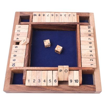 Alternate image for Handcrafted Rain Tree Wood Shut the Box Game from Thailand Shut The Box