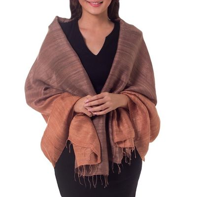 Alternate image for Handcrafted Thai Silk Patterned Shawl Bold Spice