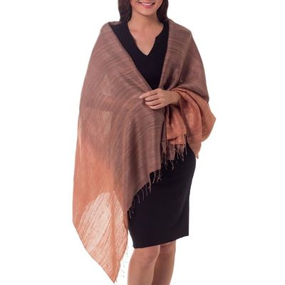 Alternate image for Handcrafted Thai Silk Patterned Shawl Bold Spice