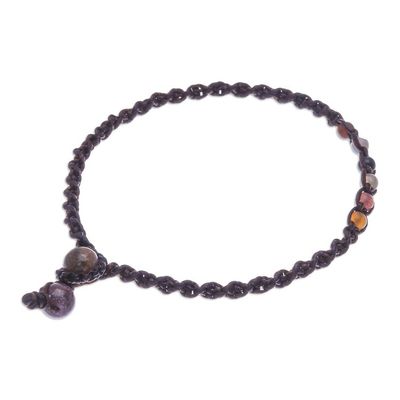 Alternate image for Multicolored Agate Beaded Macrame Anklet from Thailand Thai Beach Chic