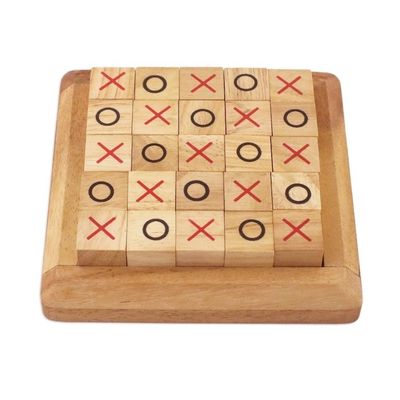 Alternate image for Handcrafted Large Wood Tic-Tac-Toe Board from Thailand Extreme Tic-Tac-Toe