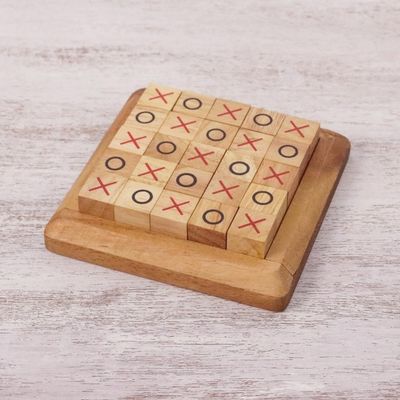Alternate image for Handcrafted Large Wood Tic-Tac-Toe Board from Thailand Extreme Tic-Tac-Toe