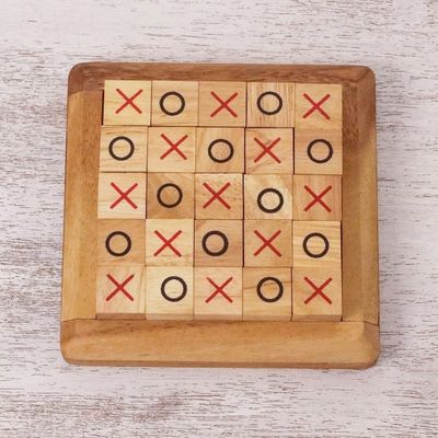 Alternate image for Handcrafted Large Wood Tic-Tac-Toe Board from Thailand Extreme Tic-Tac-Toe