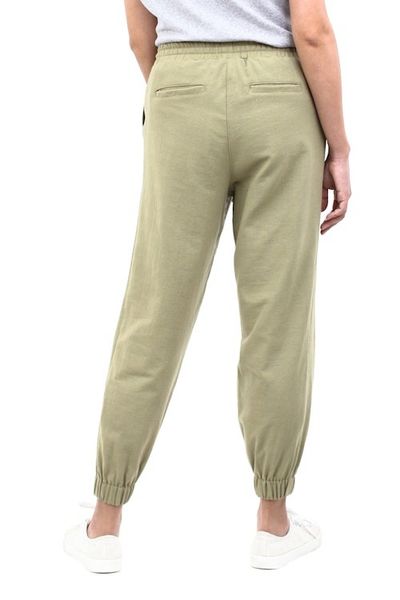 Alternate image for Cotton Twill Jogger Pants with Pockets and Drawstring Waist Casual in Olive