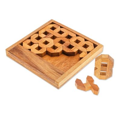 Alternate image for Number-Themed Raintree Wood Puzzle Game from Thailand Mysterious Digit
