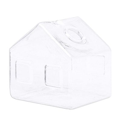 Alternate image for Handcrafted House-Shaped Glass Decorative Vase Small Crystal Home