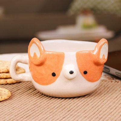 Alternate image for Dog-Themed Ceramic Corgi Demitasse Handcrafted in Thailand Corgi Demitasse