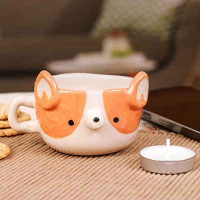 Alternate image for Dog-Themed Ceramic Corgi Demitasse Handcrafted in Thailand Corgi Demitasse
