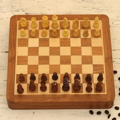 Alternate image for Hand Crafted Acacia and Haldu Wood Chess Set Idle Hours