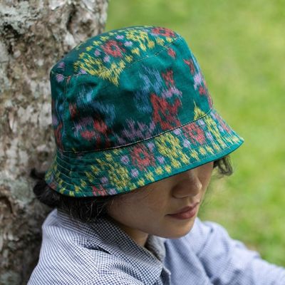 Alternate image for Artisan-Made Forest Green 100 Cotton Bucket Hat from Bali Lucky Green