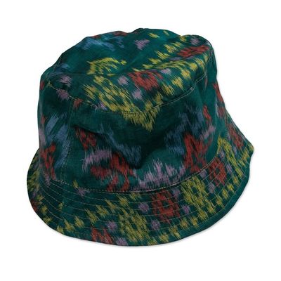 Alternate image for Artisan-Made Forest Green 100 Cotton Bucket Hat from Bali Lucky Green