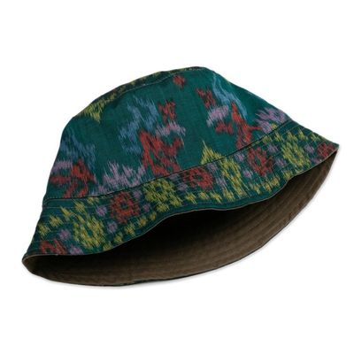 Alternate image for Artisan-Made Forest Green 100 Cotton Bucket Hat from Bali Lucky Green
