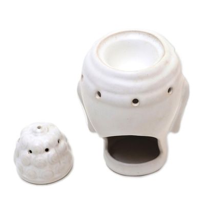Alternate image for Artisan Crafted Buddha-Themed Ceramic Oil Warmer Buddha Burner