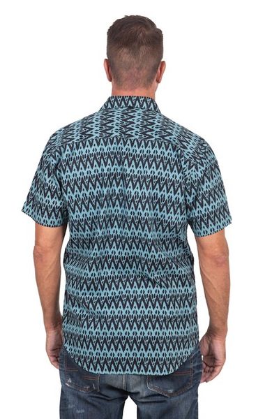 Alternate image for Mens Hand-Stamped Collared Cotton Shirt Heartbeats