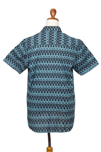 Alternate image for Mens Hand-Stamped Collared Cotton Shirt Heartbeats